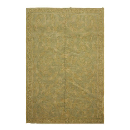 French Aubusson Savonnerie Hand Knotted Wool Area Rug Lime 6’ x 8’11”