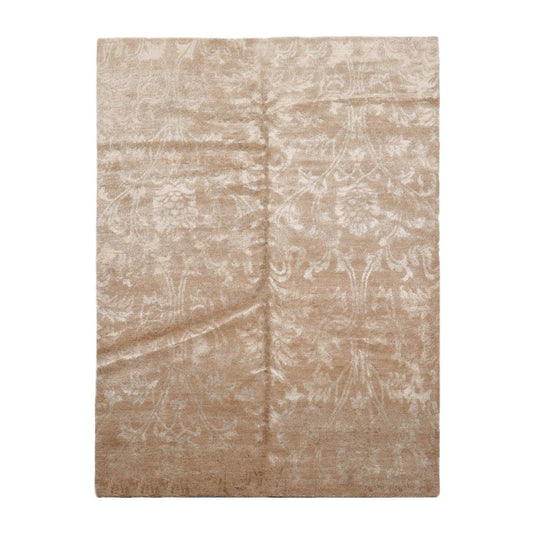 5’6" x 7’5”Hand Knotted 100% Bamboo Silk Tibetan Area Rug Beige