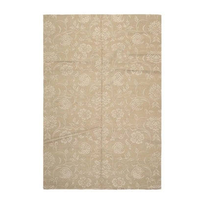 Lapchi Hand Knotted Wool & Silk Scroll Loop Pile Tibetan Area Rug Beige 6’ x 8’11”