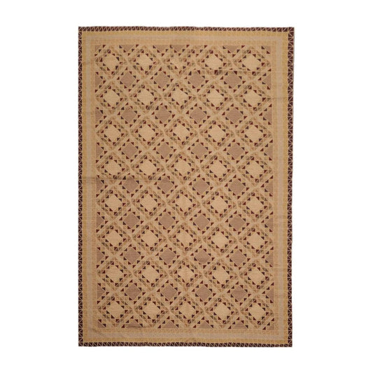 6' x 9' Hand Knotted 100% Wool Traditional Sino Persian Area Rug Tan