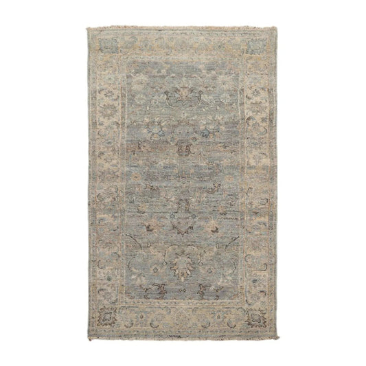 Muted Afghan Oushak Vegetable Dyes 3’ x 5’ Hand Knotted Wool Area Rug Gray