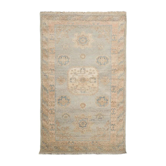 Muted Afghan Oushak Vegetable Dyes 3’ x 5’ Hand Knotted Wool Area Rug Mint