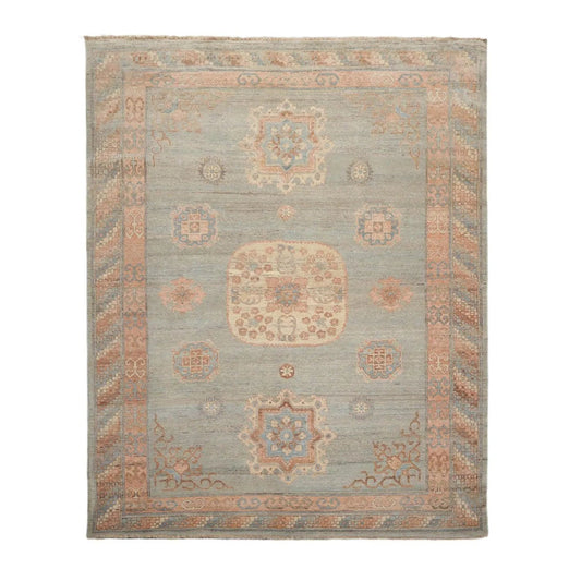 8x10 Muted Afghan Oushak Vegetable Dyes Mint Traditional Wool Area Rug