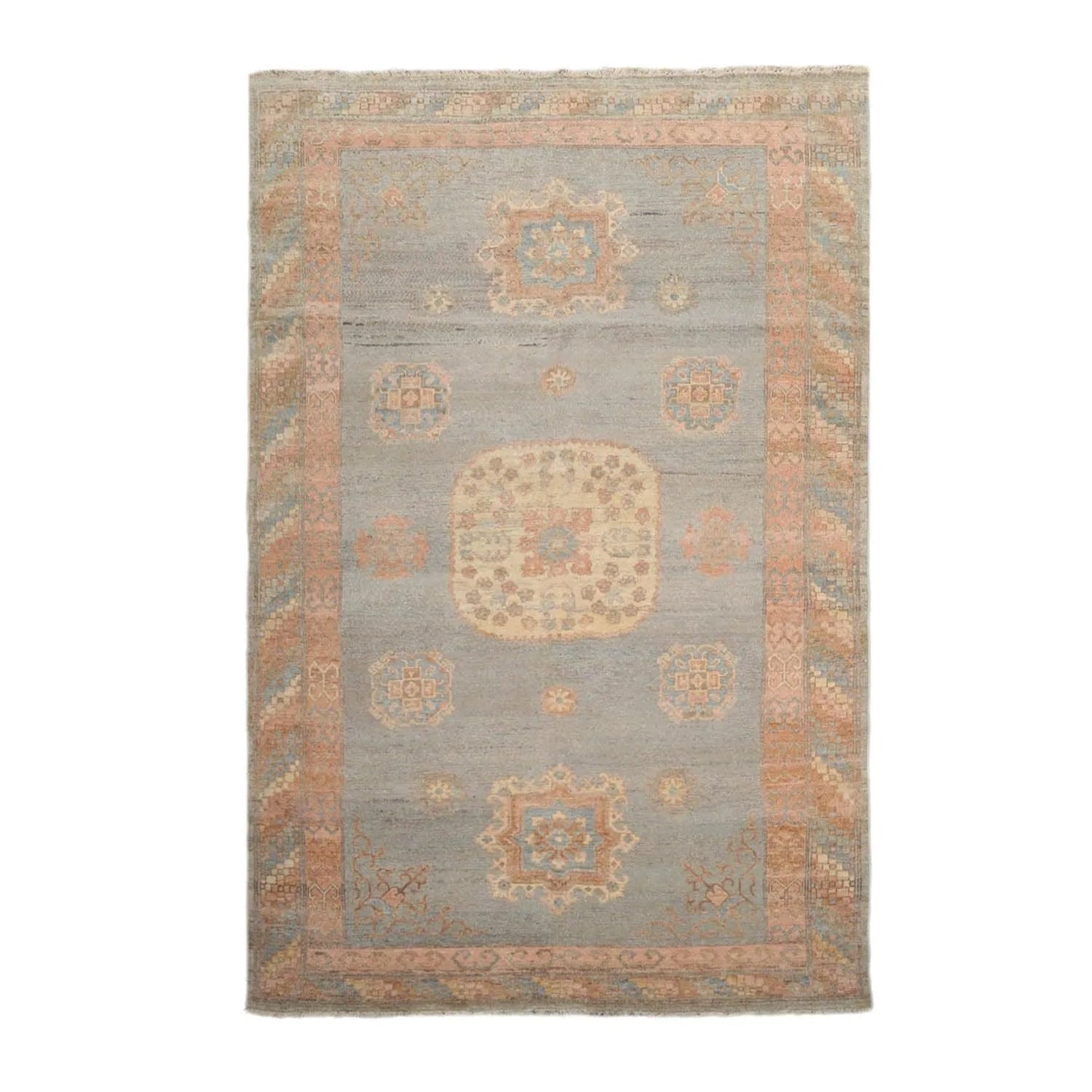 Muted Afghan Oushak Vegetable Dyes Mint 6x9 Traditional Wool Area Rug