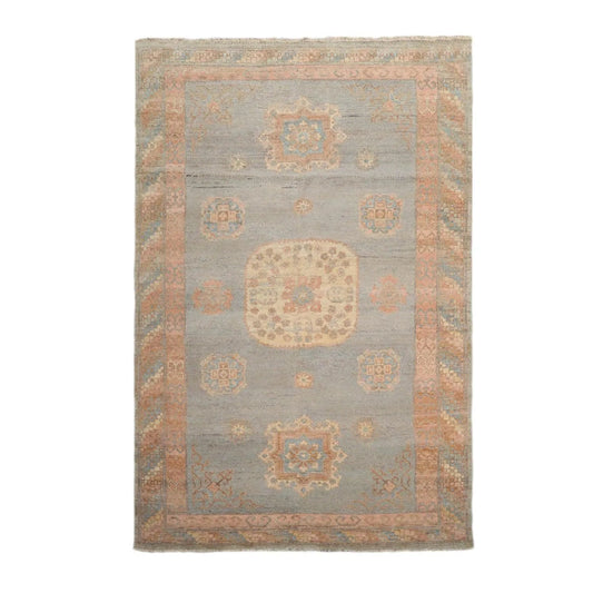 Muted Afghan Oushak Vegetable Dyes Mint 6x9 Traditional Wool Area Rug