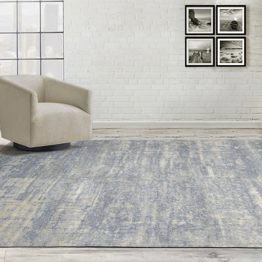 8x10 Slate, Gray Hand Knotted Wool and Silk Sherpa Design Tibetan Oriental Area Rug
