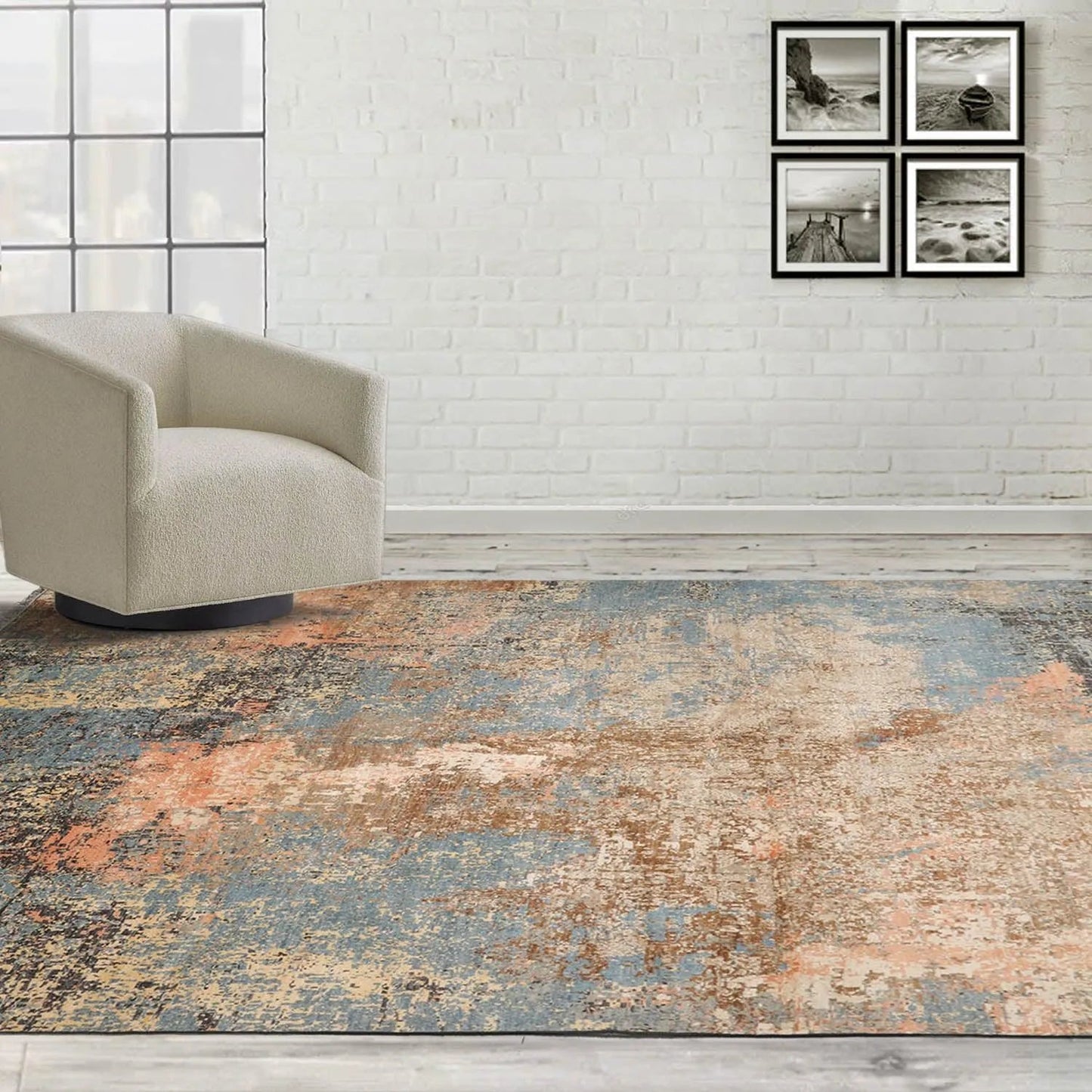 8x10 Celadon, Peach Hand Knotted 100% Wool Sherpa Design Tibetan Oriental Area Rug