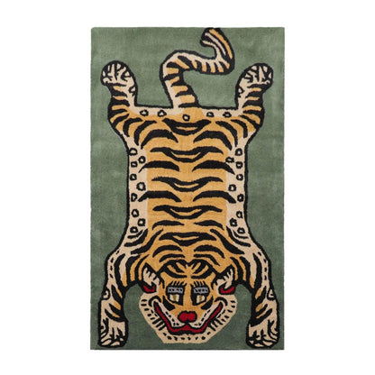 Tiger Handmade 100% Wool Novelty/Animal Oriental Area Rug Celadon 3' x 5'