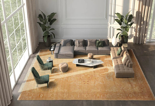 10'3"x14'4" Authentic Muted Turkish Oushak Hand Knotted Wool Area Rug Pale Peach