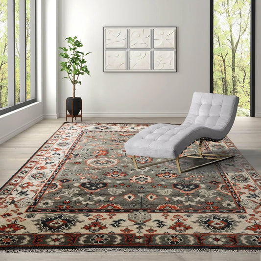 8' 3''x10' LoomBloom Muted Turkish Oushak Hand Knotted 100% Wool Area Rug Gray, Beige Color