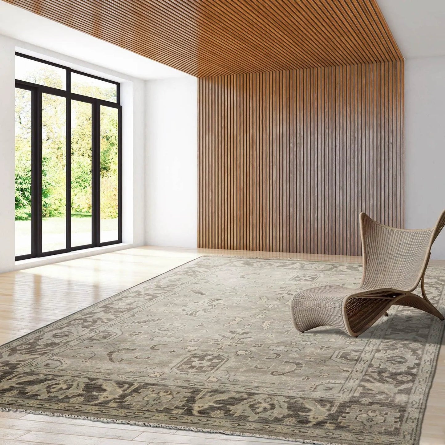 Multi Sizes LoomBloom Muted Turkish Oushak Hand Knotted Wool Traditional Area Rug Gray, Beige Color