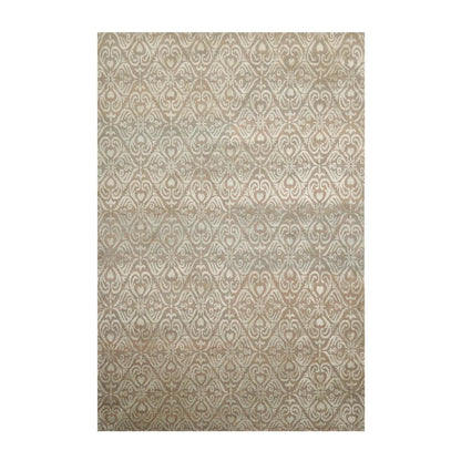 6x9 Aqua, Beige Hand Knotted Wool and Silk Tibetan Traditional Oriental Area Rug