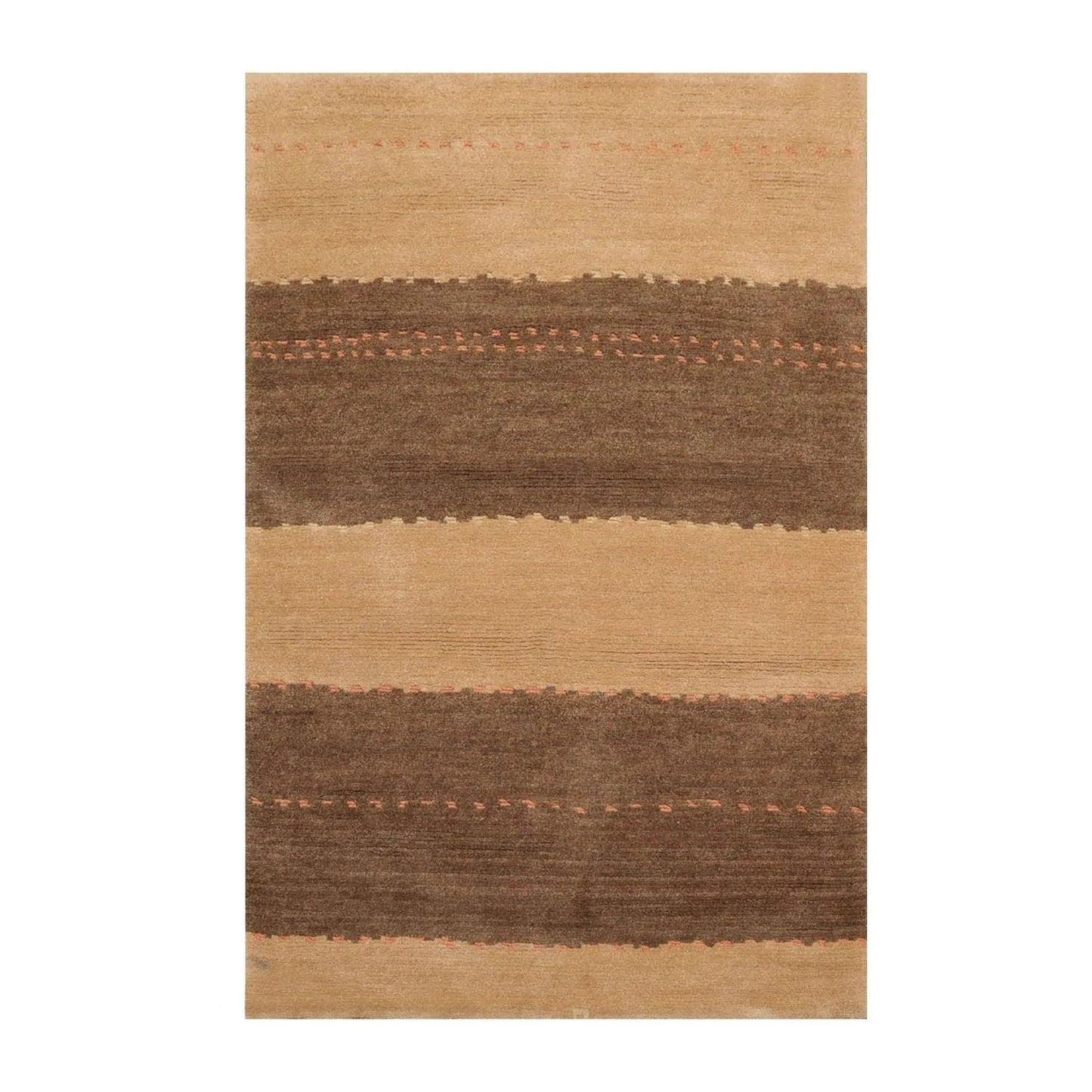 4' x 6' Hand Knotted Tibetan 100% Wool Tibetan Modern & Contemporary Oriental Area Rug Camel, Brown Color