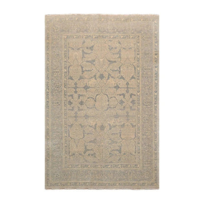 5'11''x8'11'' Hand Knotted Tibetan 100% Wool Tibetan Transitional Oriental Area Rug Beige, Gray Color