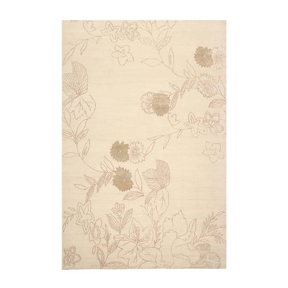 6' x 9' Hand Knotted Tamarian 100% Wool Tibetan Transitional Oriental Area Rug Ivory, Olive Green Color