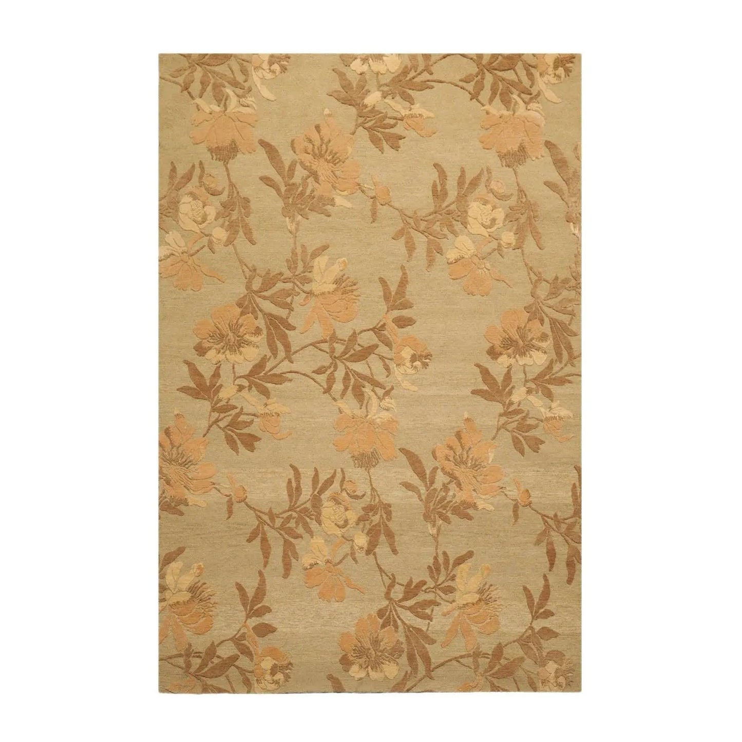 6' x 9' Hand Knotted Tamarian 100% Wool Tibetan Transitional Oriental Area Rug Olive, Brown Color