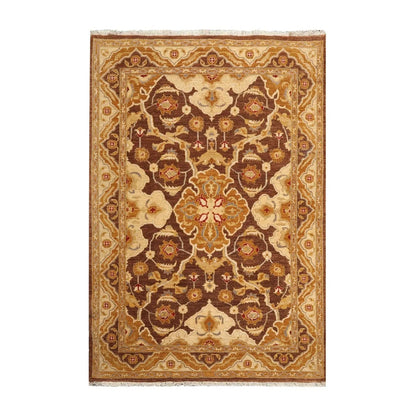 6'1''x9'3'' Hand Knotted 100% Wool Peshawar Traditional Oriental Area Rug Brown, Beige Color