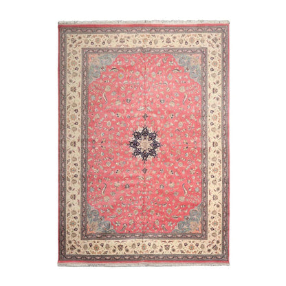 9'x13' Hand Knotted 100% Wool Nain Traditional Oriental Area Rug Raspberry, Ivory Color