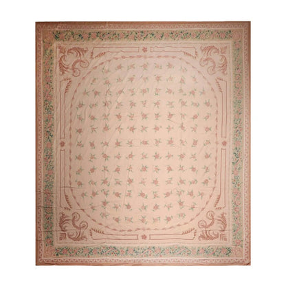 16'3''x18'6'' Hand Knotted Needlepoint 100% Wool French Aubusson Traditional Oriental Area Rug Blush, Peach Color