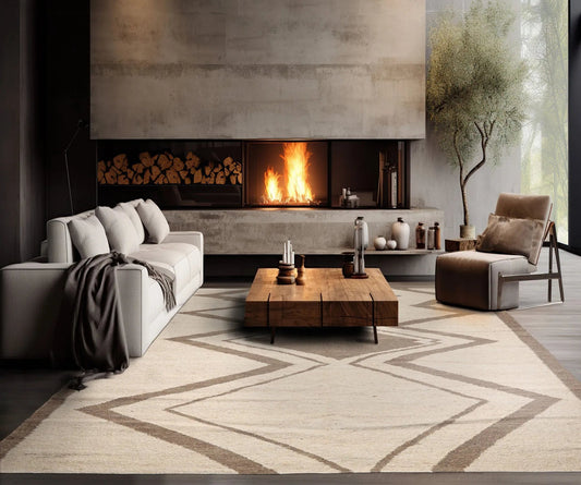 LoomBloom Multi Size Beige Hand Woven Contemporary Geometric Flatweave Wool Oriental Area Rug