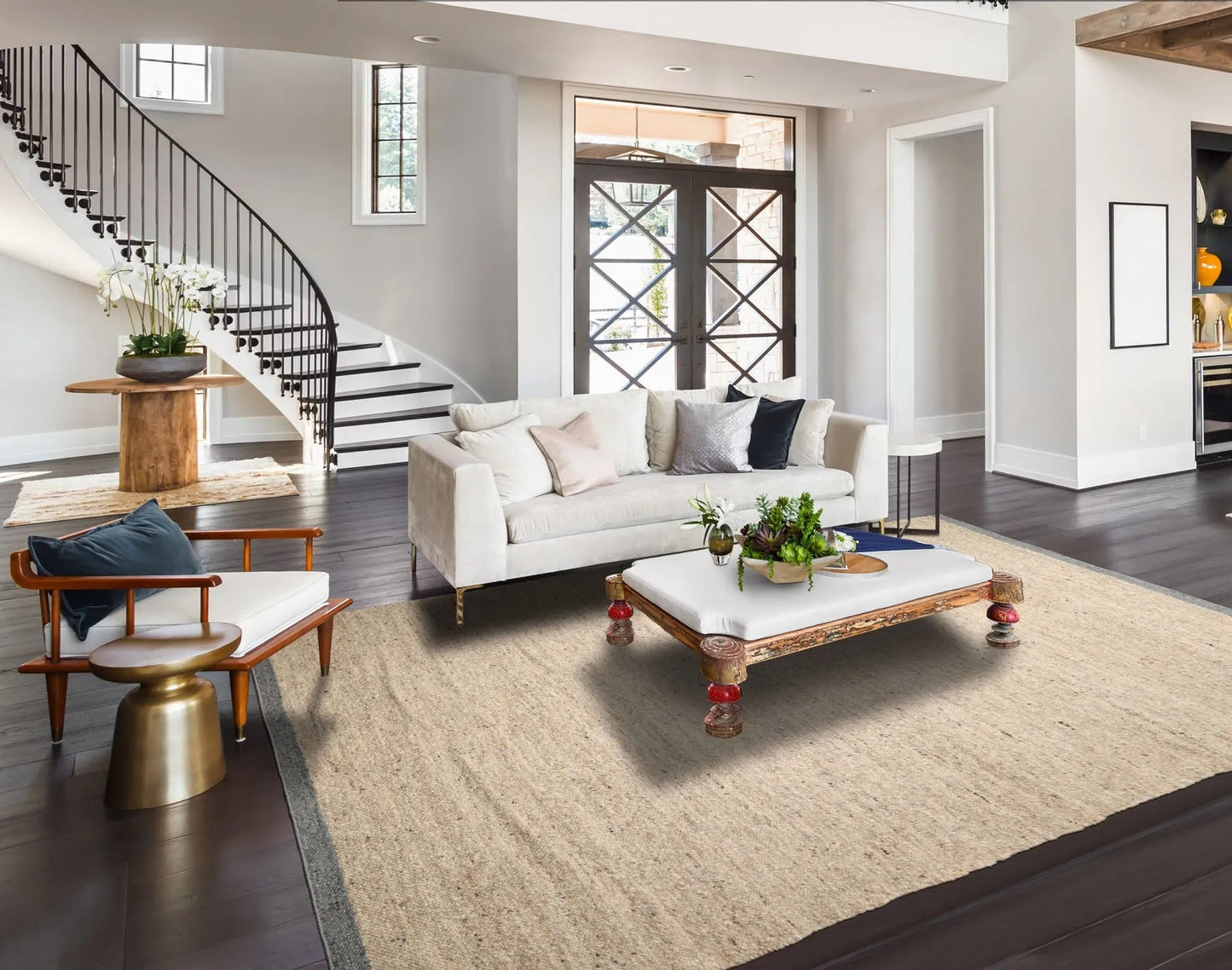 LoomBloom 9x12 Beige Hand Woven Contemporary Geometric Flatweave Wool Oriental Area Rug