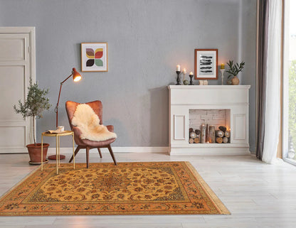 3' 1''x5' 2'' Hand Knotted 100% Wool Traditional Isfahan with 400 KPSI Oriental Area Rug Gold, Peach Color