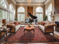 10'4''x16'3'' Burnt Orange, Navy Palace Hand Knotted 100% Wool Vintage Palace Lilihan Traditional Oriental Area Rug