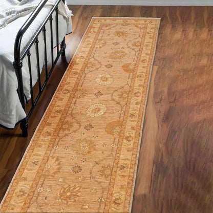 2'8''x10'8'' Tan, Caramel Hand Knotted 100% Wool Peshawar Traditional Oriental Area Rug Runner