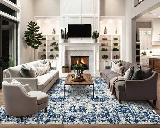 Multi Size Gray, Blue Hand Knotted 100% Wool Transitional Oriental Area Rug