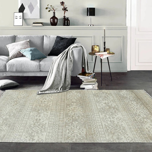 Multi Size Beige LoomBloom Hand Knotted Southwestern Southwestern Oushak 100% Wool Oriental Area Rug