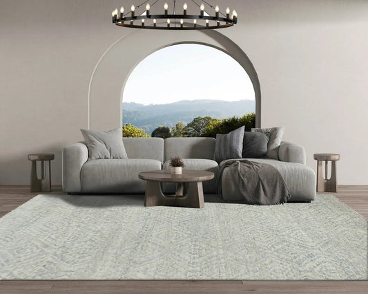 Multi Size Gray LoomBloom Hand Knotted Transitional All-Over Oushak 100% Wool Oriental Area Rug
