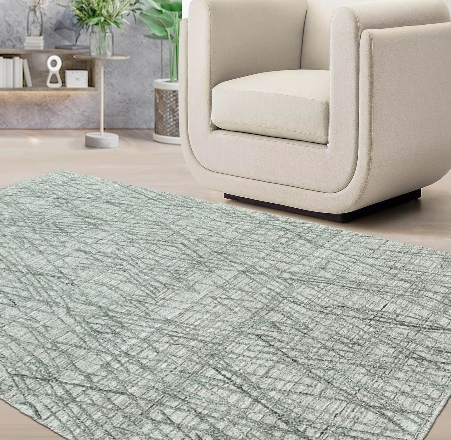 4x6 Tone on Tone Gray Hand Knotted 100% Wool Modern & Contemporary Oriental Area Rug