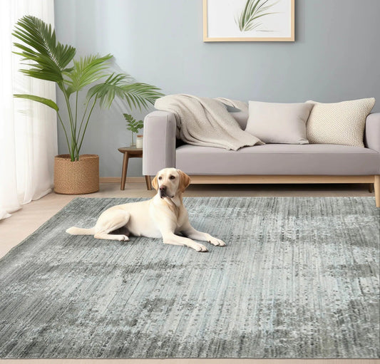 5x7 Gray, Silver Hand Knotted 100% Wool Modern & Contemporary Oriental Area Rug