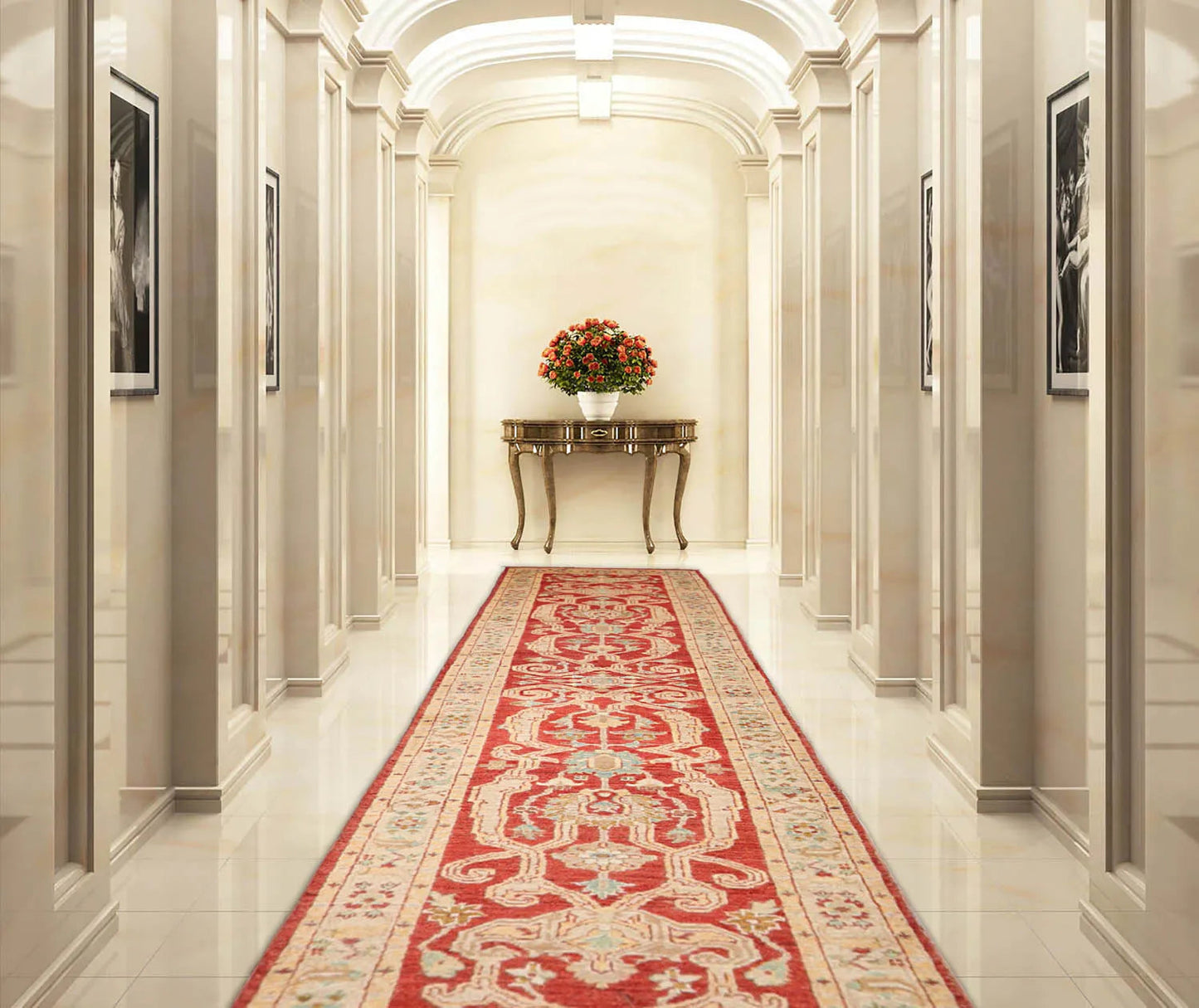 2'9''x13'11'' Runner Rust,Beige Hand Knotted Persian 100% Wool Chobi Peshawar Traditional  Oriental Area Rug