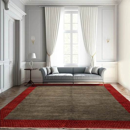 Square Mossy Gray,Rusty Red Hand Knotted Gabbeh 100% Wool Gabbeh Traditional  Oriental Area Rug