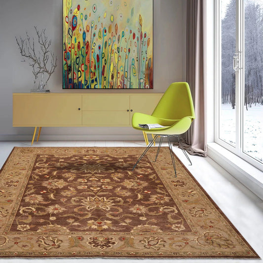 9x12 Brown,Tan Hand Knotted Persian 100% Wool Chobi Peshawar Traditional Oriental Area Rug