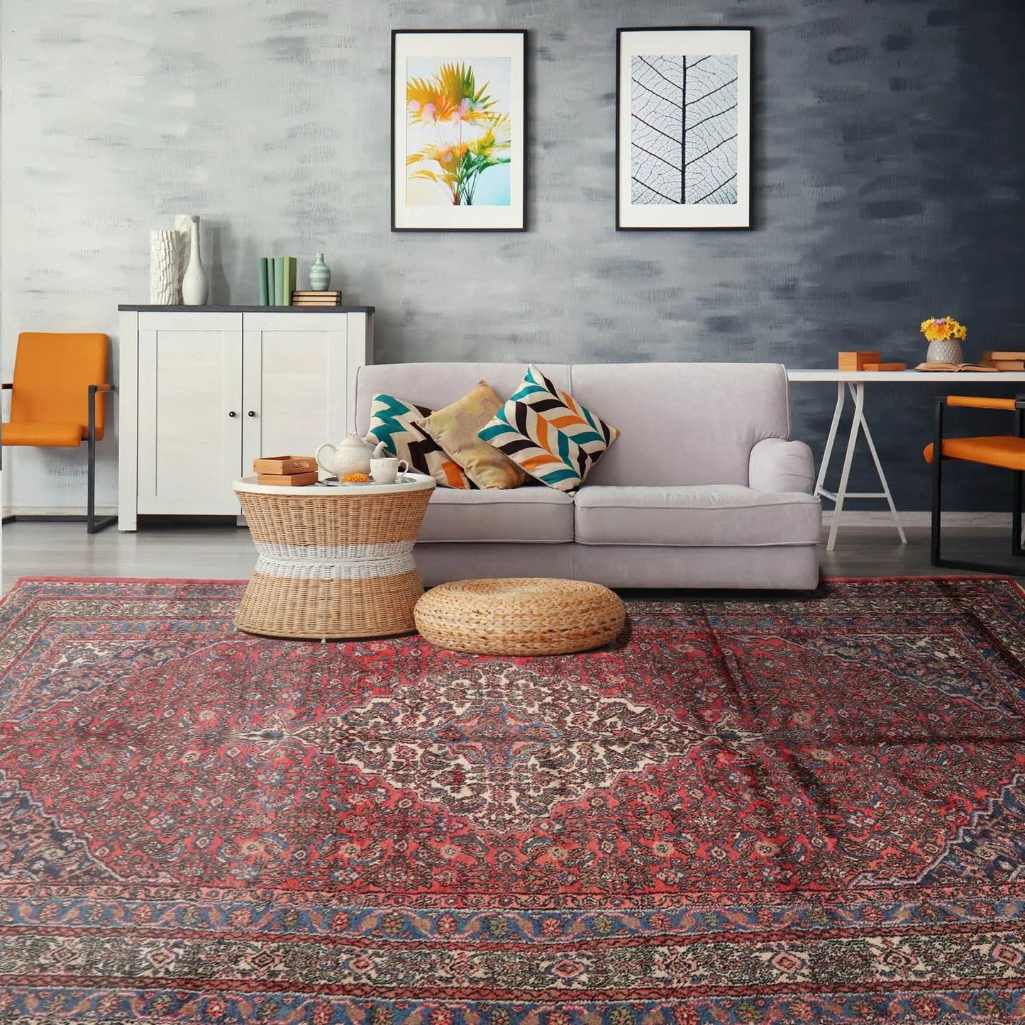 7x13 Coral, Ivory Hand Knotted 100% Wool Tabriz Traditional Oriental Area Rug