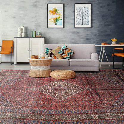 7x13 Coral, Ivory Hand Knotted 100% Wool Tabriz Traditional Oriental Area Rug