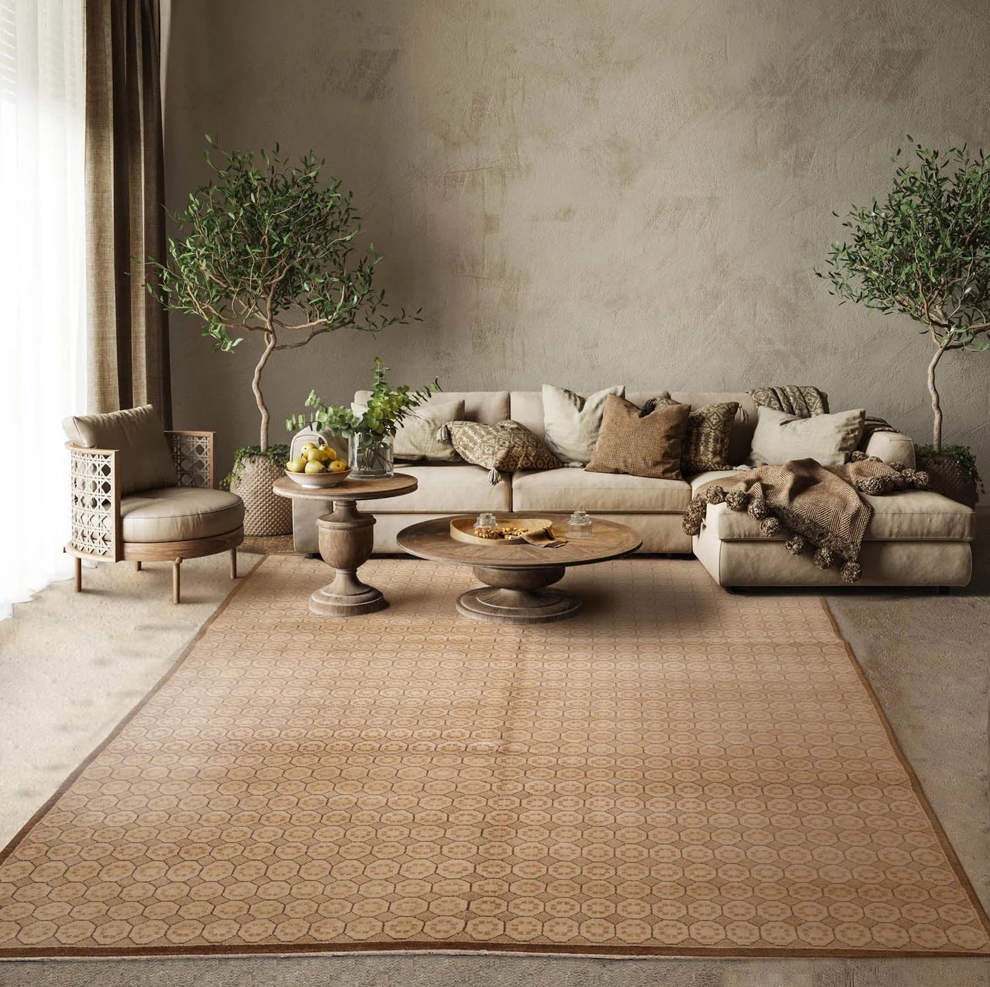 6x9 Beige Hand Knotted Tibetan 100% Wool Michaelian & Kohlberg Modern & Contemporary Oriental Area Rug