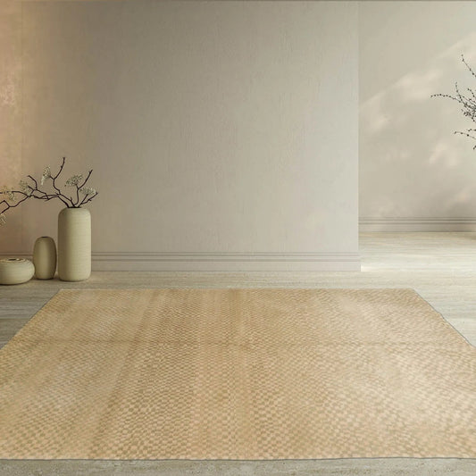 4x6 Beige,Sage Hand Knotted Tibetan 100% Wool Michaelian & Kohlberg Modern & Contemporary Oriental Area Rug