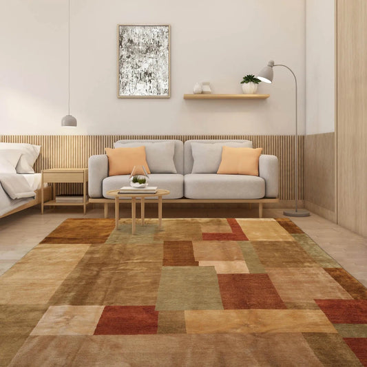 9x12 Beige Mark Philips Hand Knotted 100% Wool Contemporary Tibetan Area Rug