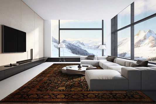 12'3"x19'6" Palace Charcoal Hand Knotted 100% Wool Agra Traditional Oriental Area Rug