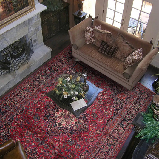 10'9"x16'5" Palace Burgundy Hand Knotted 100% Wool Mashad Traditional 200 KPSI Oriental Area Rug