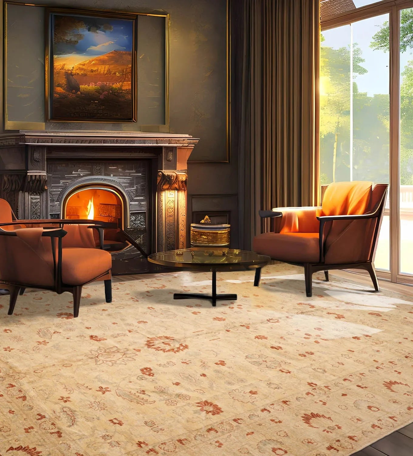 12'1"x17'9" Palace Beige Hand Knotted Oushak 100% Wool Traditional Oriental Area Rug