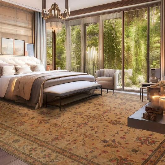 12' x18'3'' Palace Tan Hand Knotted 100% Wool Traditional Oriental Area Rug