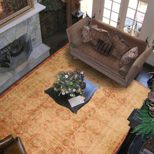 10x14 Gold Hand Knotted Afghan  Oushak  100% Wool Oushak Traditional Oriental Area Rug