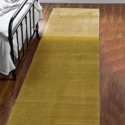 3'1''x12'1'' Runner Olive, Green Hand Knotted Tibetan 100% Wool ombre Modern & Contemporary Oriental Area Rug