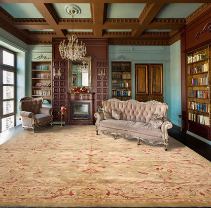 12'6''x17'11'' Palace Pistacchio, BeigeHand Knotted 100% Wool Chobi Peshawar Traditional Oriental Area Rug