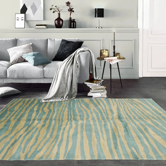 5x7 Turquoise, Mint Hand Knotted Tibetan 100% Wool Michaelian & Kohlberg Modern & Contemporary Oriental Area Rug