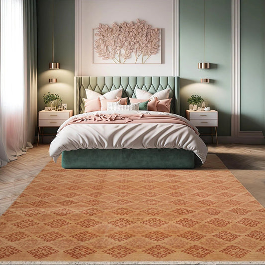 8x10 Tan, Caramel Hand Knotted Tibetan 100% Wool Michaelian & Kohlberg Transitional Oriental Area Rug